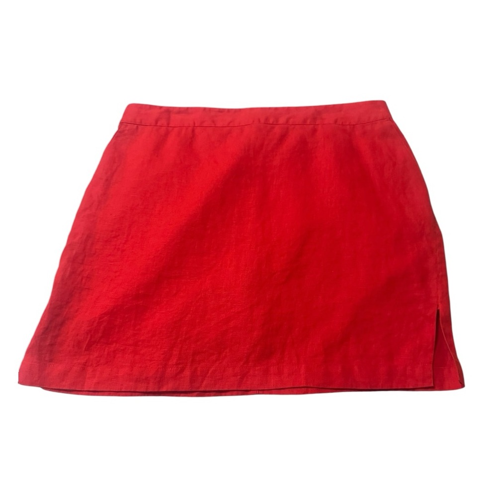 Simons Contemporaine Linen Skort Linen Skirt with Shorts Lining Womens 14 Red